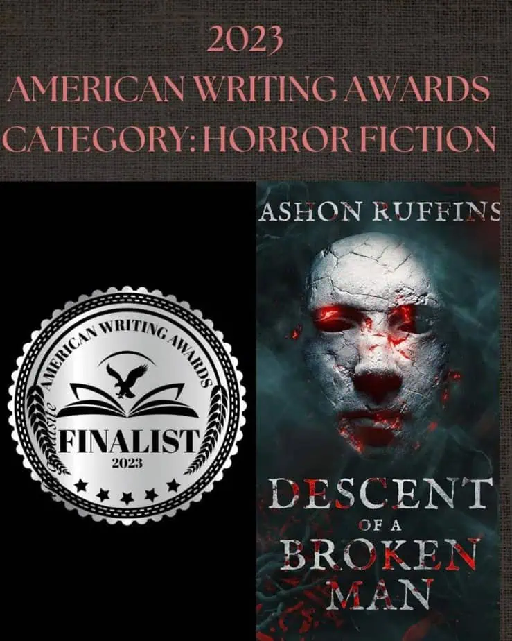 Author Achievement award for horror fiction book cover design.