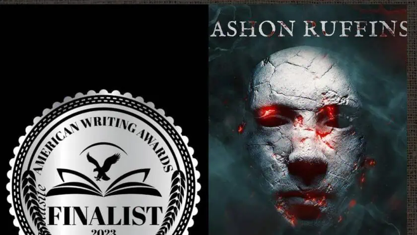 Author Achievement award for horror fiction book cover design.