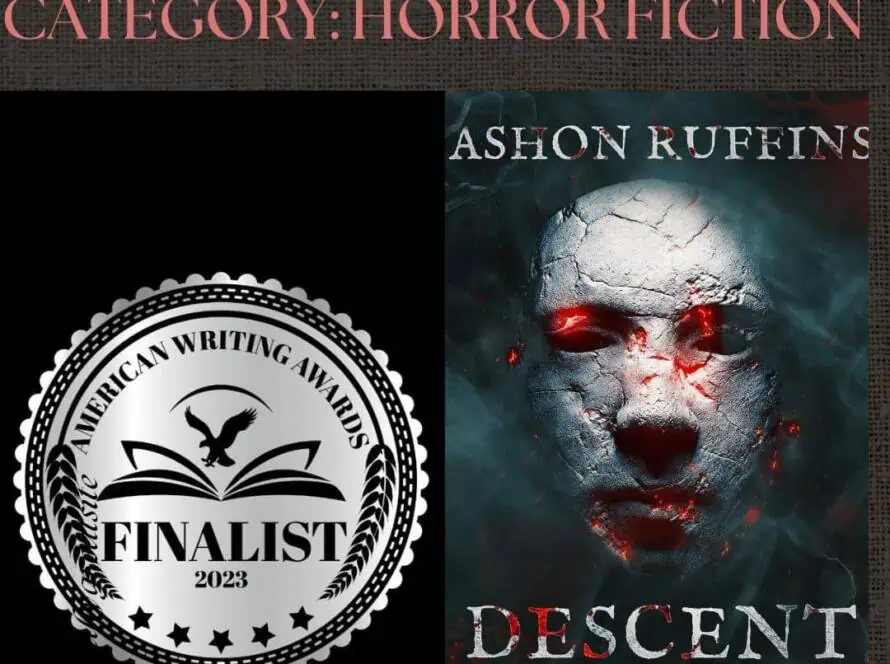 Author Achievement award for horror fiction book cover design.