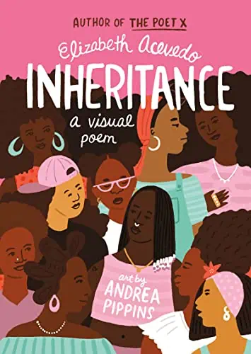 Diverse women celebrating heritage in a colorful illustration for "Inheritance" by Elizabeth Acevedo.