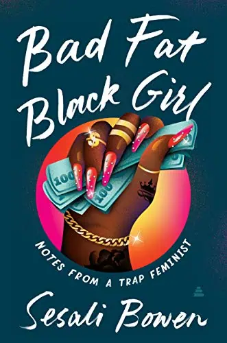 Bold black girl holding colorful nails and money, emphasizing empowerment and confidence.