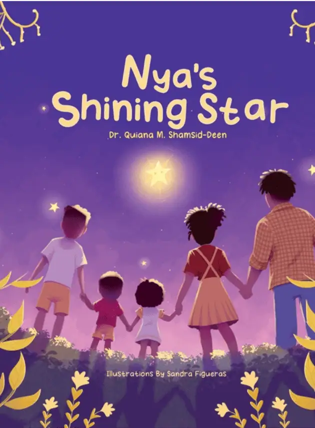 Bright children's book cover featuring diverse kids gazing at a shining star in a whimsical night sk.