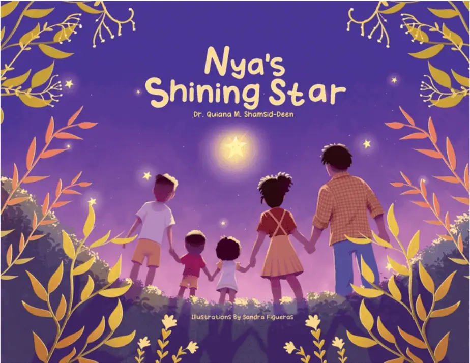 Bright children's book cover featuring diverse kids gazing at a shining star in a whimsical night sk.