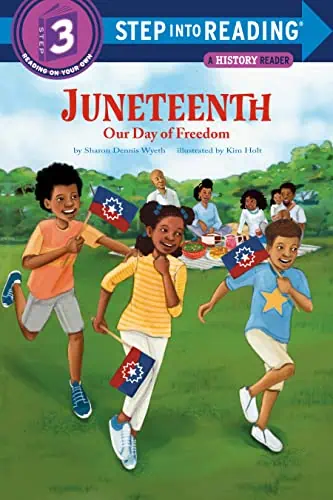 Children running with flags during a community event, symbolizing freedom and heritage.