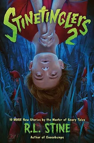 Upside-down child in a spooky forest for "Stinetinglers 2" horror book cover.