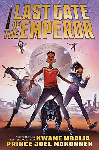 Cover art for "Last Gate of the Emperor" featuring diverse characters and futuristic cityscape.