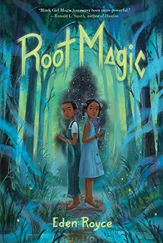 Enchanting forest scene from "Root Magic" featuring two young girls surrounded by glowing magical el.