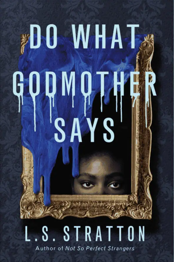 Blue paint dripping over a mirror frame with a woman's eyes visible, referencing the book "Do What G.