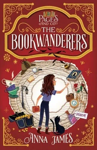 Vintage brass and wool accessories inspired by The Bookwanderers book cover.