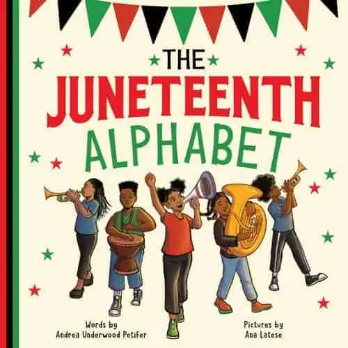 Juneteenth celebration with children playing musical instruments and dancing, emphasizing cultural h.