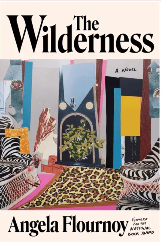 Eclectic interior with bold patterns and colorful artwork inspired by "The Wilderness" novel.